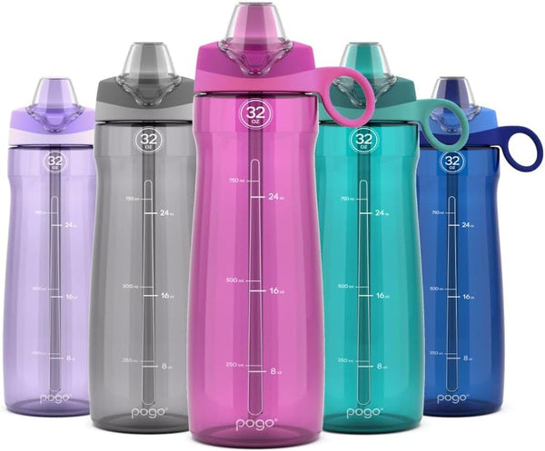 Plastic Water Bottle with Straw Lid and Carry Handle, Reusable, BPA Free, Dishwasher Safe, Perfect for Travel, School, Outdoors, and Gym | 32Oz, 40Oz