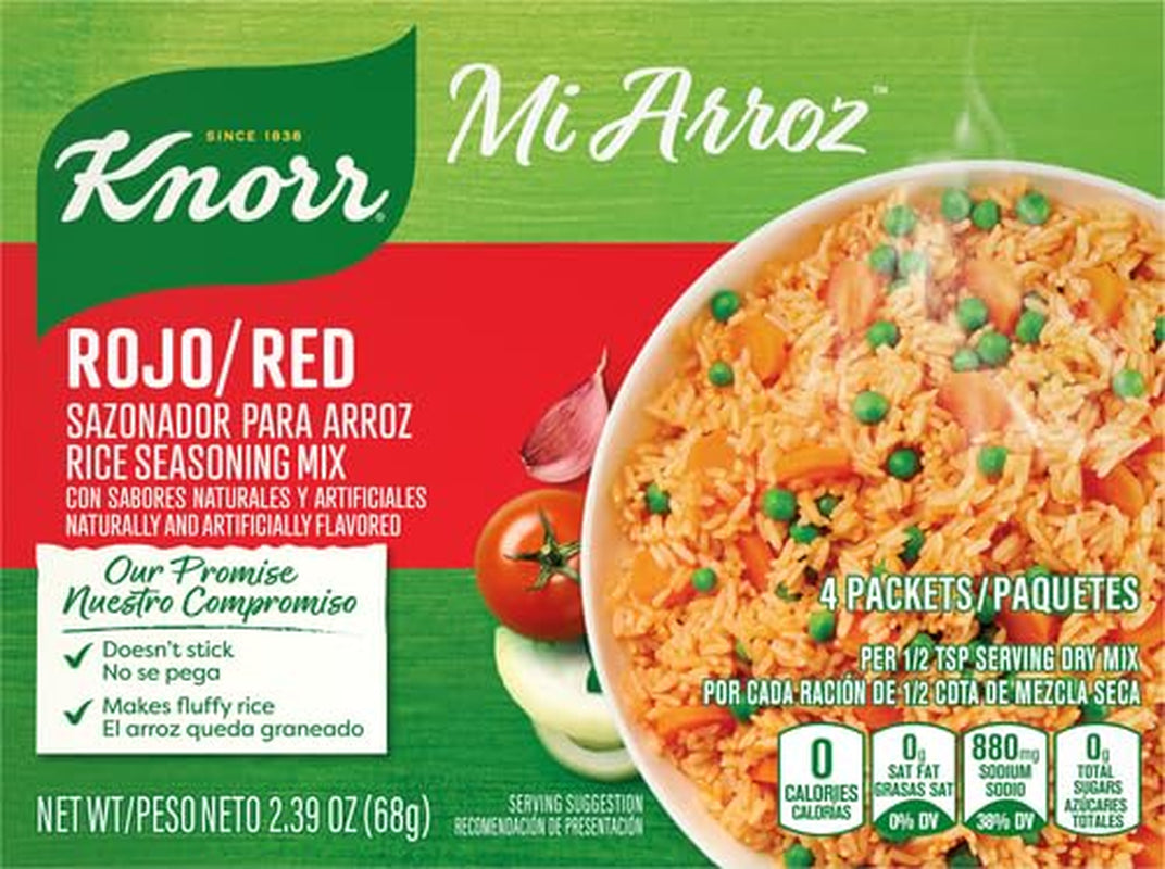 Mi Arroz Rice Seasoning Mix Add Authentic Flavor to Any Dish Rojo/Red Delicious Homemade Flavor in Our Seasonings 2.39 Oz, 4 Count