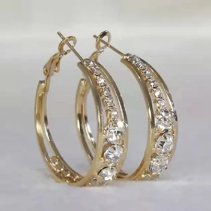 Women's Fashion Exquisite Rhinestone Oval Drop 925 Sterling Silver Earrings for Women Natural Diamond Wedding Engagement Party Banquet Hoop Earring Birthday Anniversary Gift