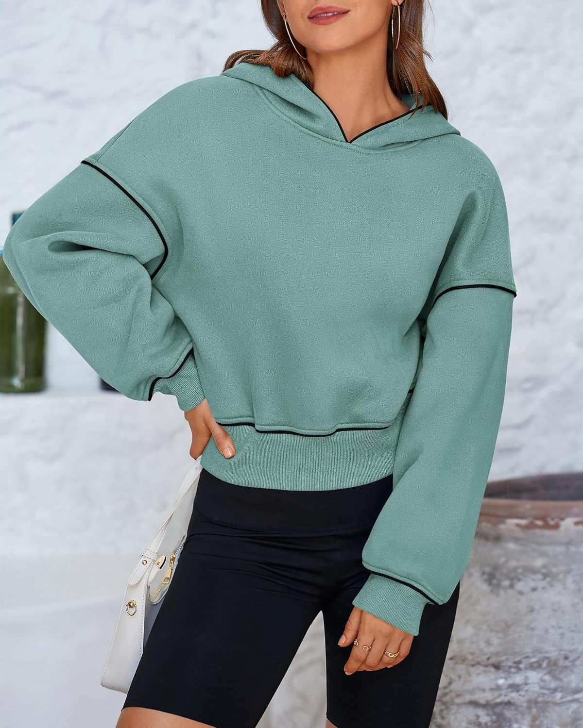 Women'S Casual Sweatshirt 2024 Fall Winter Clothes Long Sleeve Loose Fit Cropped Y2K Pullover Hoodies
