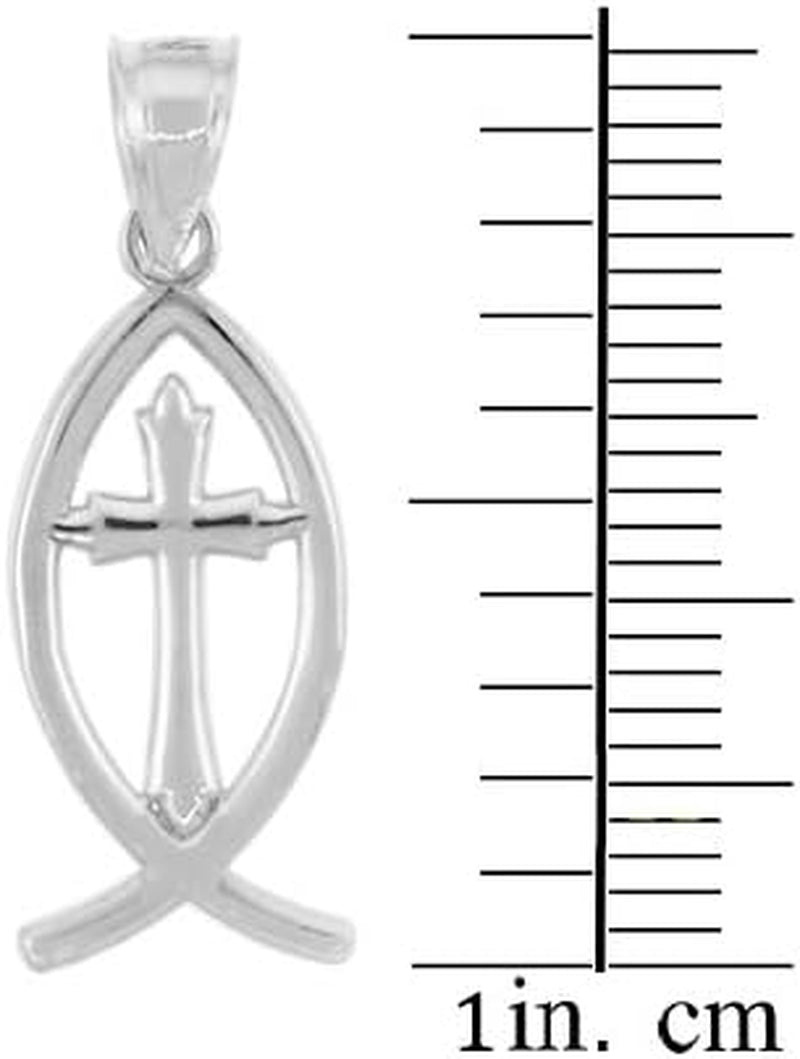 925 Sterling Silver Jesus Cross Charm Ichthus Christian Fish Pendant