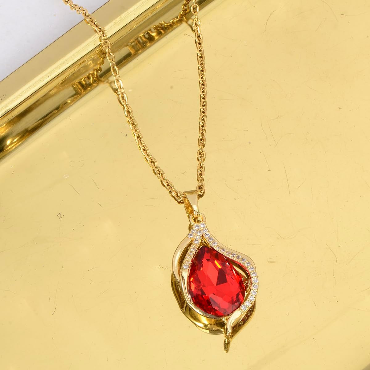 Cubic Zirconia Pendant Necklace Women - 14K Gold Plated CZ Simulated Diamond Crystal Lucky Tree of Life Cross Teardrop Rhinestone Necklace for Wedding Party Prom Bride Bridesmaids Birthday Gift