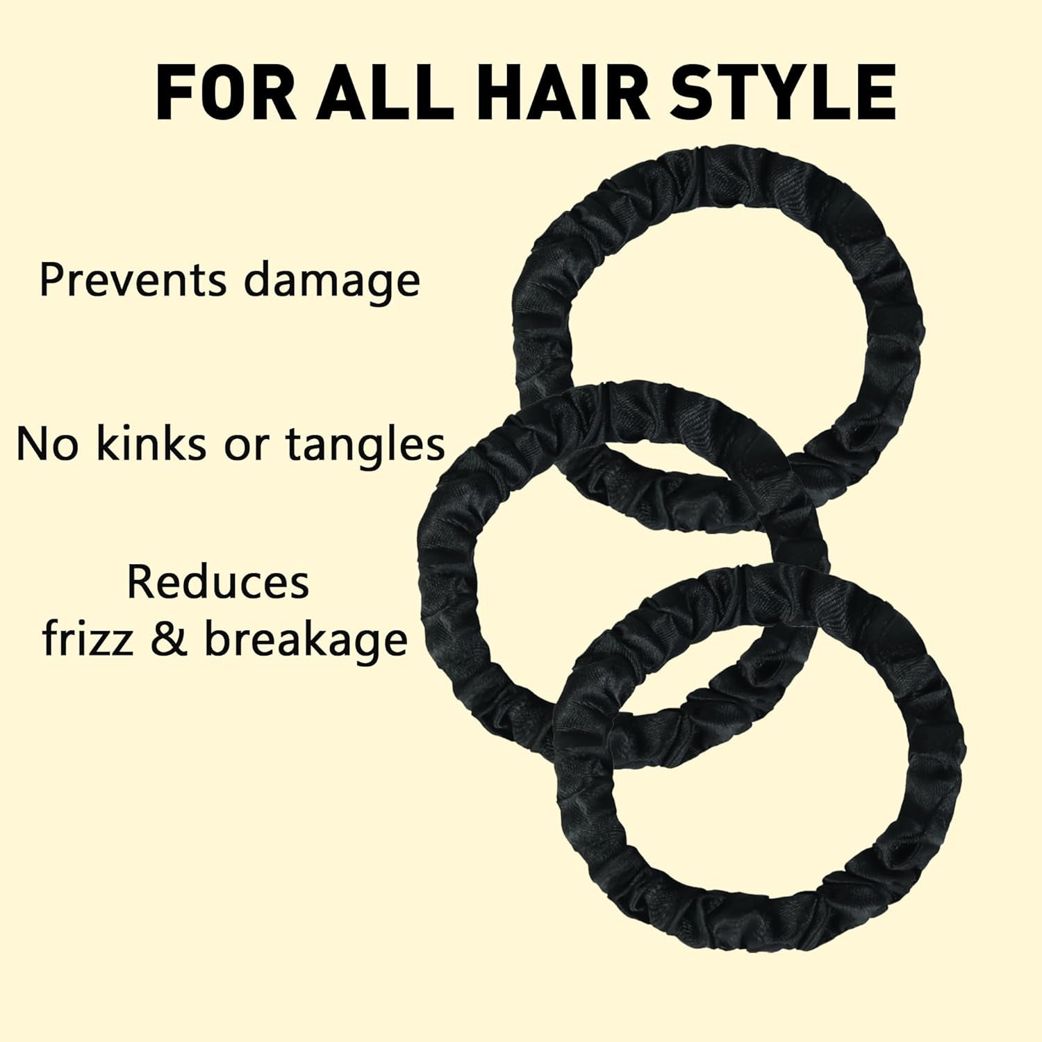 8 Pack Hair Ties Silk Scrunchies for Women Soft Satin Hair Scrunchies Elastic Hair Ties No Damage Ponytail Holders Rubber Bands Hair Accessories Gifts (Black (4 Pack))
