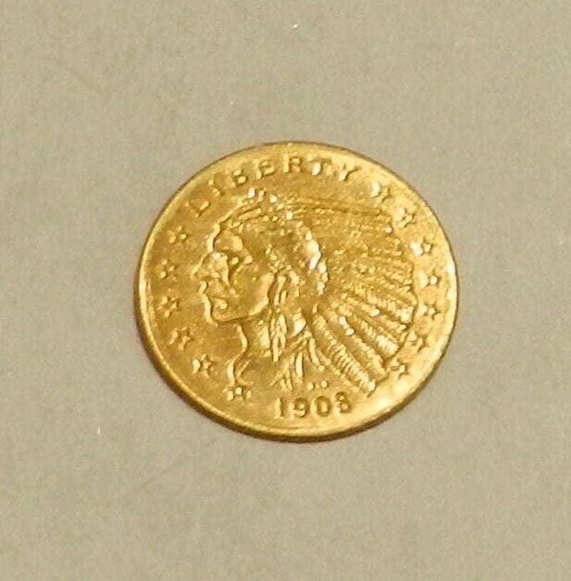 8Kt Gold Miniature Replica U.S. Indian Head 5 Dollar Gold Coin Masters Coins