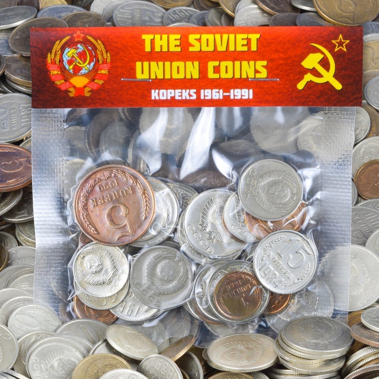 Lot of 30 USSR Soviet Russian Kopeks Coins 1961 - 1991 Cold WAR Hammer and Sickle Money