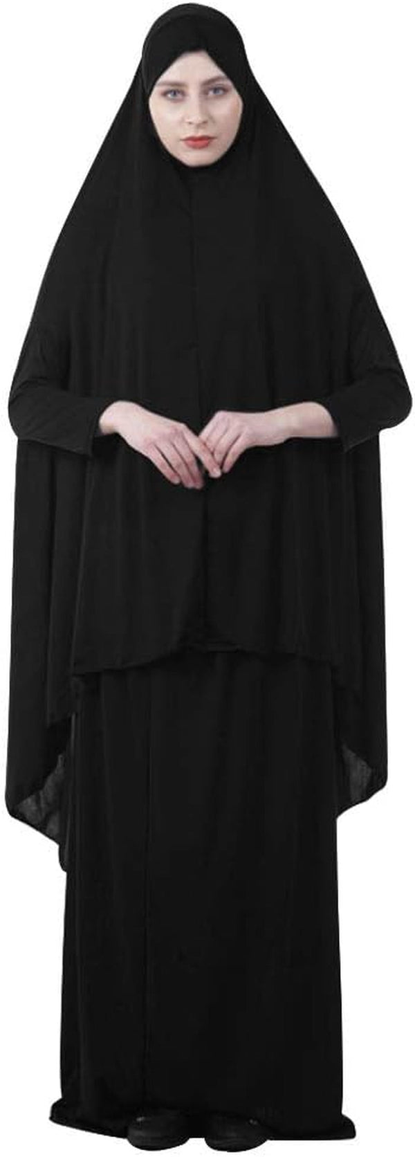 Muslim Women'S Two-Piece Prayer Dress Hijab Scarf Full Length Islamic Abaya Set for Hajj Umrah