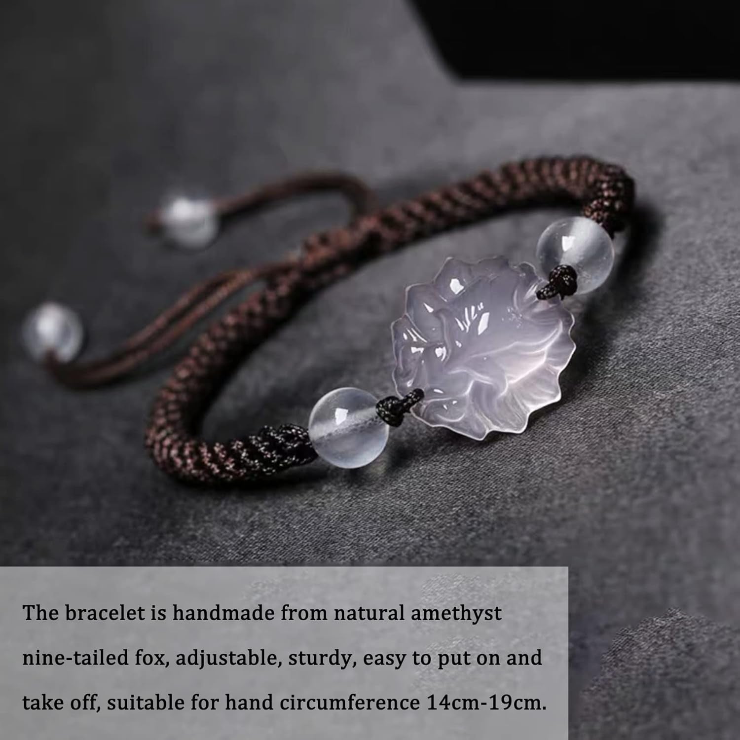 Beaded Bracelets,Protection Bracelets for Men Women，Feng Shui Bracelet Nine Tailed Fox Wealth Bracelet Natural Rose Quartz Citrine Quartz Bracelet Attract Romantic Love Metaphysical Jewelry,Amethyst,R
