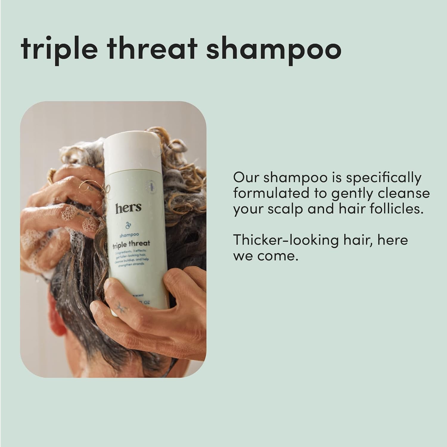 Hers Triple Threat Shampoo and Conditioner Set for Women - Thickening, Moisturizing, Reduces Shedding - Color Safe Hair Loss Shampoo and Conditioner - Napa Rose - 2 X 6.4 Fl Oz