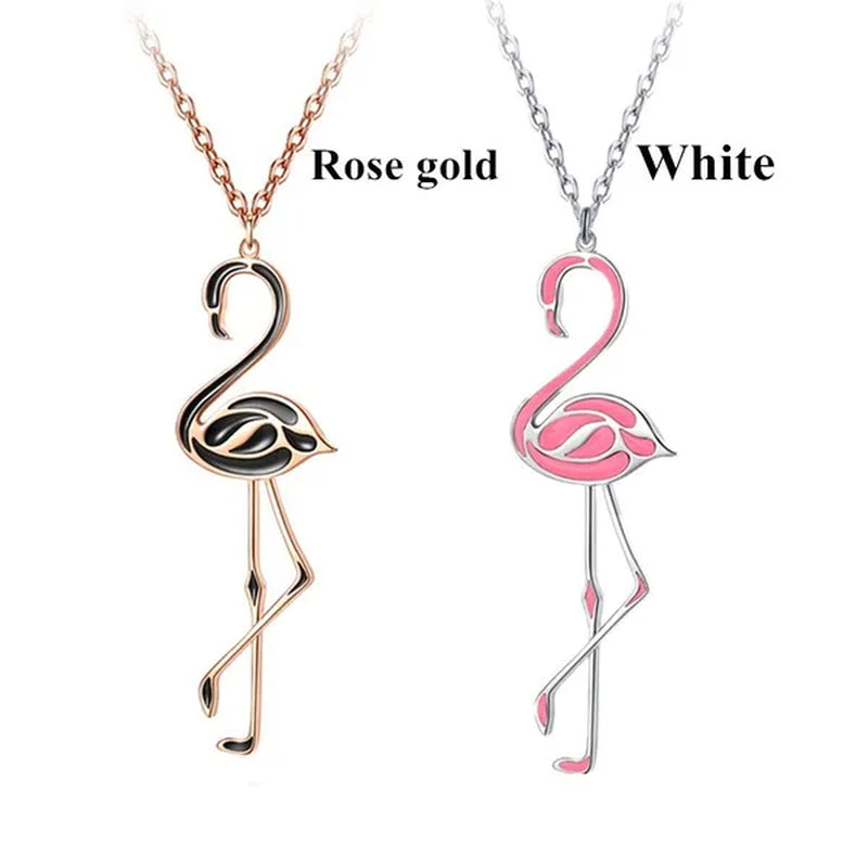 Romantic Elegant Engagement Wedding Linkchain Animal Shape Flamingo Pendant Necklace
