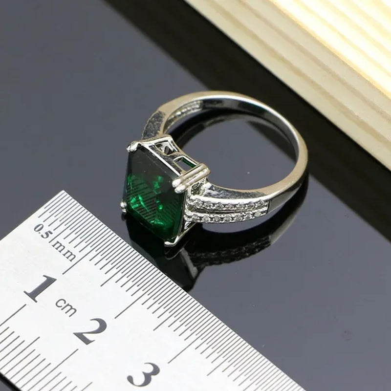 Natural Green Emerald 925 Sterling Silver Jewelry Sets Wedding Women Hoop Earrings/Pendant/Necklace/Ring/Bracelets