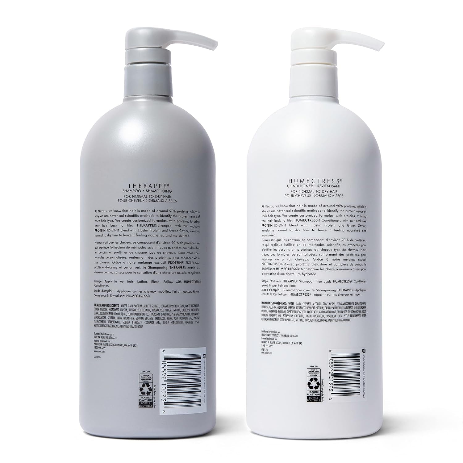 Shampoo and Conditioner Therappe Humectress 2 Count for Dry Hair Silicone-Free, Moisturizing Caviar Complex and Elastin Protein 33.8 Oz