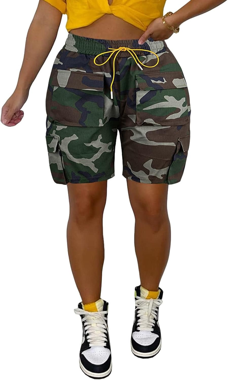 Women Camo Shorts Slim Fit Camouflage Cargo Shorts Casual Army Fatigue Shorts with Pockets