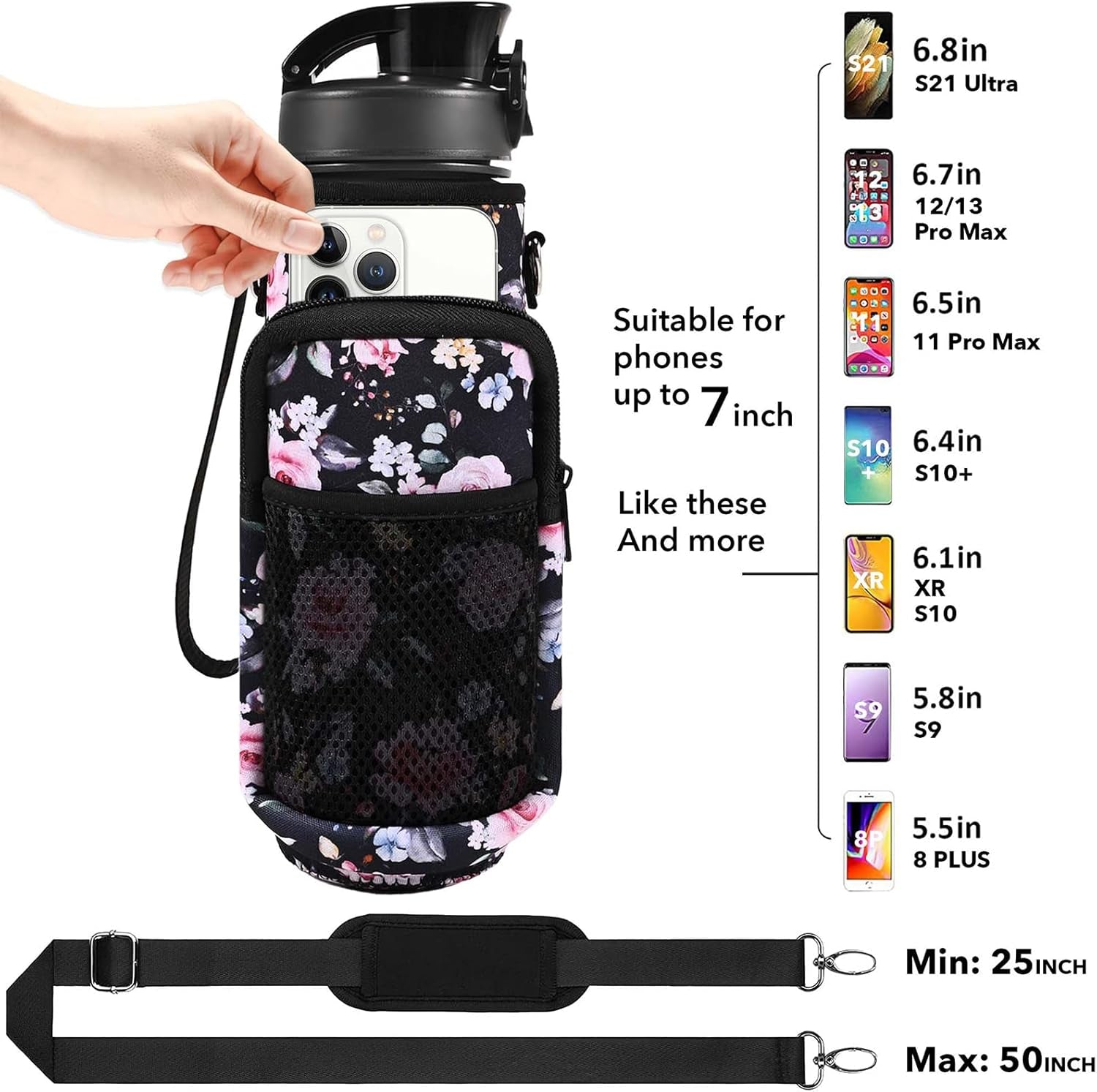 32 Oz Water Bottles with Straw & Strap, Motivational Water Bottles with Times to Drink, BPA Free Reusable Sports Water Bottle with Sleeve Carrier for Hiking, Travel, Running or Fitness