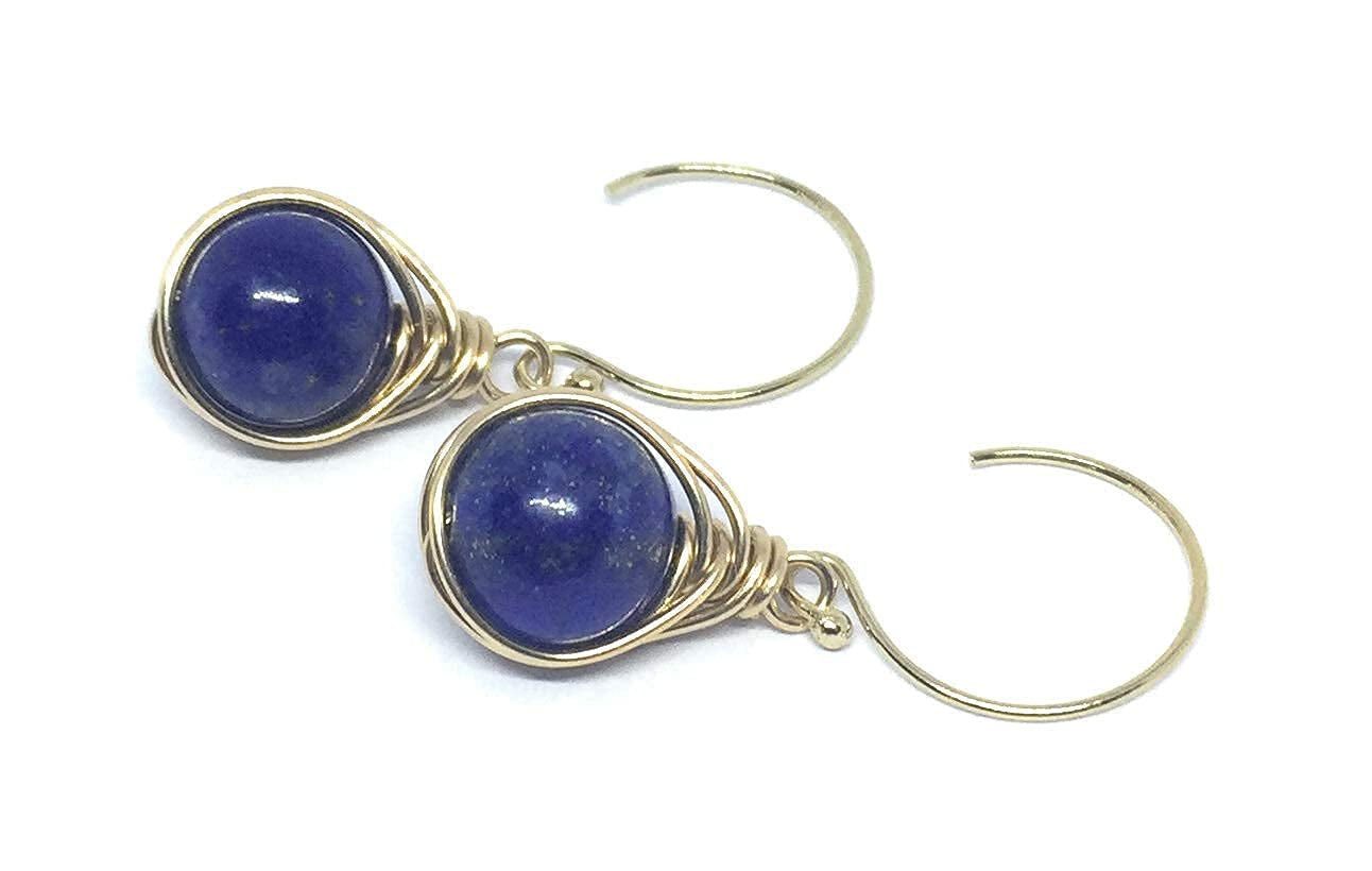 YAMI HUNT JEWELRY,  Earrings, Lapis Dangle Earrings, 8MM, 14K Gold Filled, Lapis Lazuli Earring, Blue Earrings, Lapis Lazuli Stone
