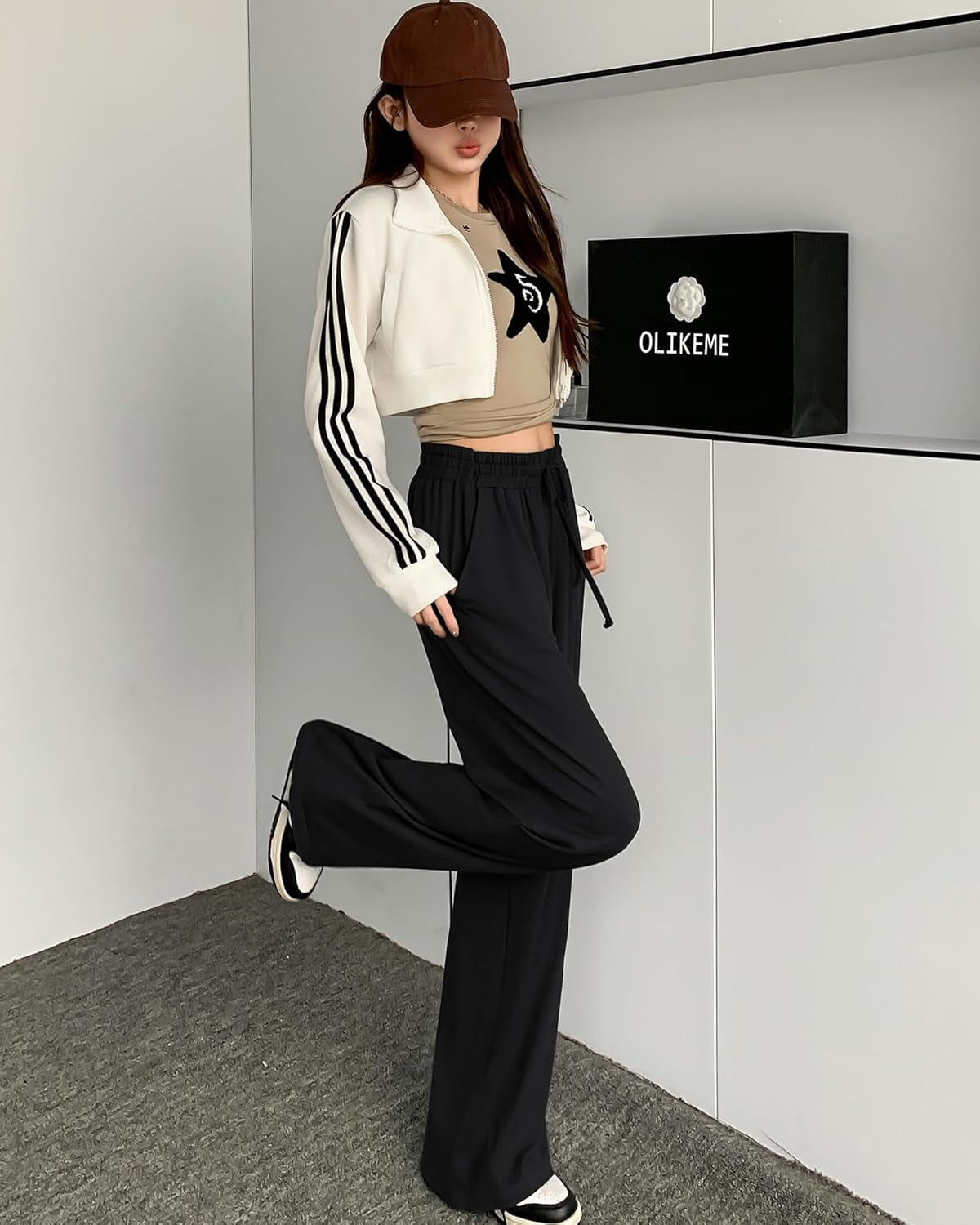 Womens Wide Leg Pants Loose Sweatpants High Waist Stretchy Comfy Athletic Casual Lounge Pants with Pockets