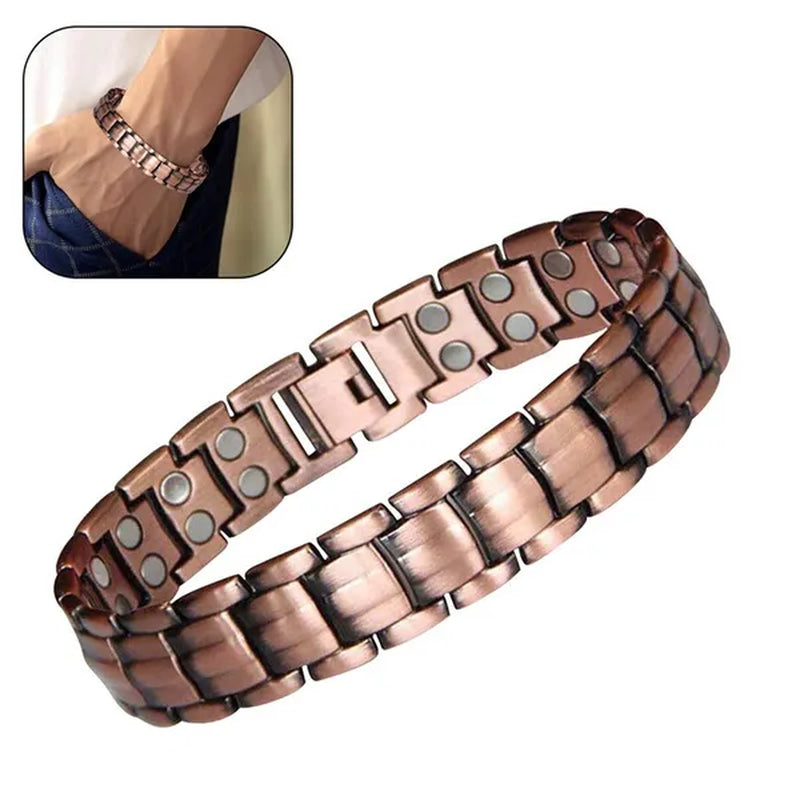 Red Copper Double Strong Magnetic Therapy Bracelet For Arthritis Pain Relief Health Care Energy Magnetic Male Gift
