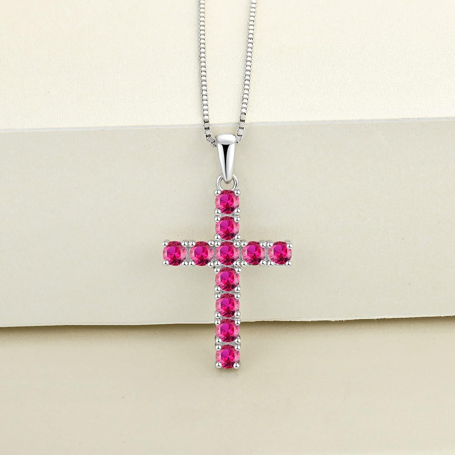Women'S Cross Necklace 925 Sterling Silver Halo Crucifix Pendant Gemstones Criss Jewelry