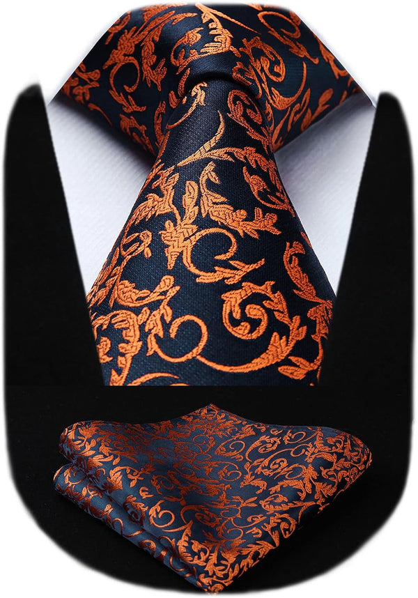 Ties for Men Paisley Floral Tie Handkerchief Classic Woven Business Formal Necktie and Pocket Square Set Wedding