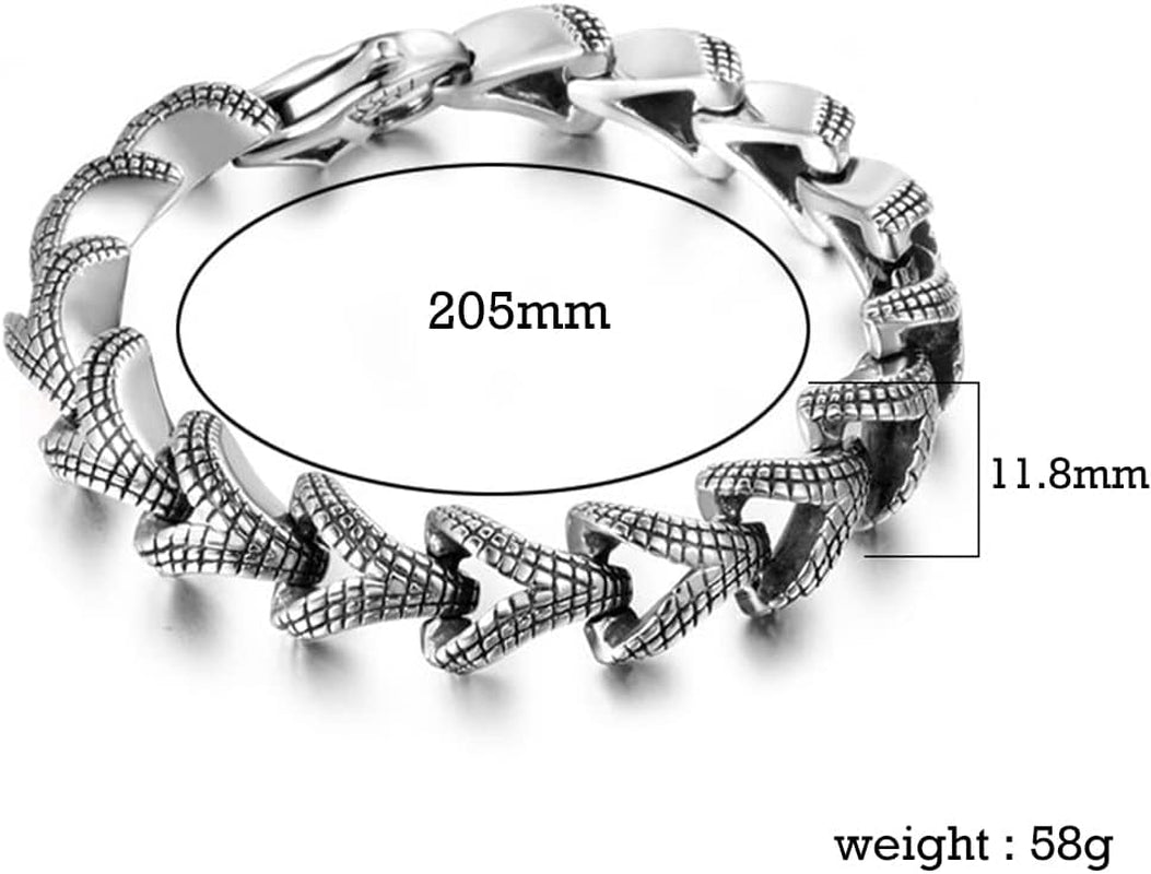 Stainless Steel Link of Dragon Scale Bangle Bracelet for Men Punk Rock Vintage Silver Bracelet