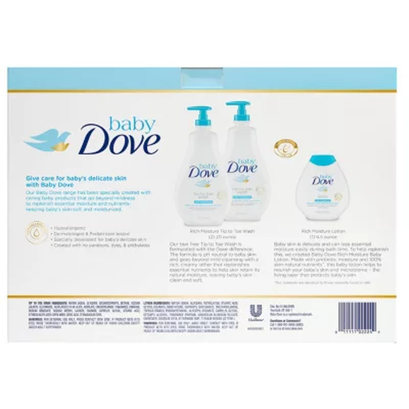 Baby Dove Wash and Lotion (2 - 20 Fl. Oz. & 1 - 6.5 Fl. Oz.)