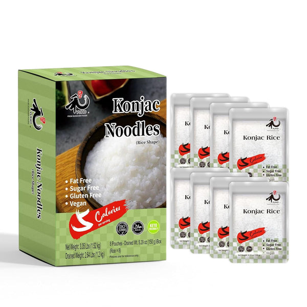 Shirataki Konjac Keto Rice: Gluten Free Plant Based Low Carbs Vegan Fat Free Noodle Rice - 8 Pack inside 53.61 OZ