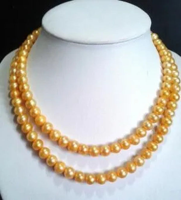 WHOLESALE STUNNING 8-9MM SOUTH SEA GOLD PEARL NECKLACE 34'' AAA