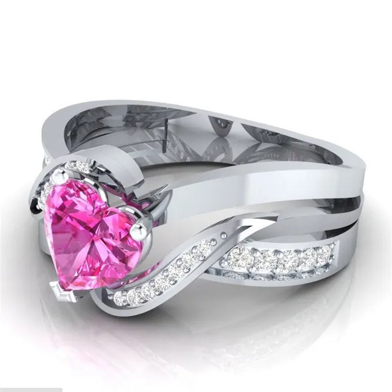 Natural Black Sapphire & Diamond Heart Cut Engagement Wedding 18 K White Gold Filled Ring