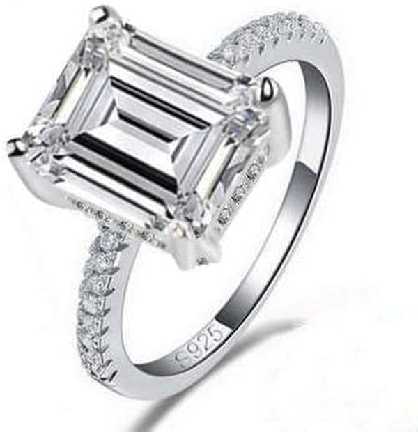 Jewelry 3 Carat CZ Engagement Rings Simulated Diamond Engagement Ring for Women Silver Wedding Jewelry