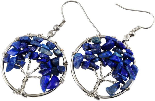 Crystal Dangle Earrings, Tumbled Stones Hook Earrings for Women