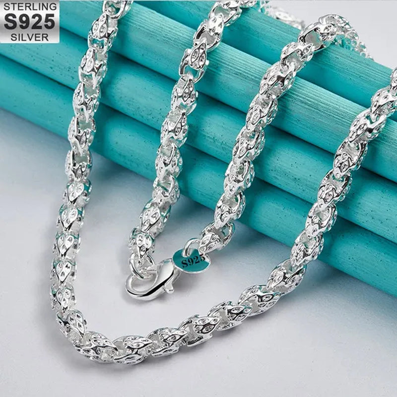 925 Sterling Silver Faucet Beaded Necklace Silver Chain for Woman Men Wedding Engagement Party Jewelry