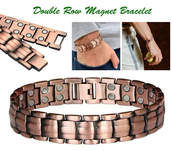 Red Copper Double Strong Magnetic Therapy Bracelet For Arthritis Pain Relief Health Care Energy Magnetic Male Gift