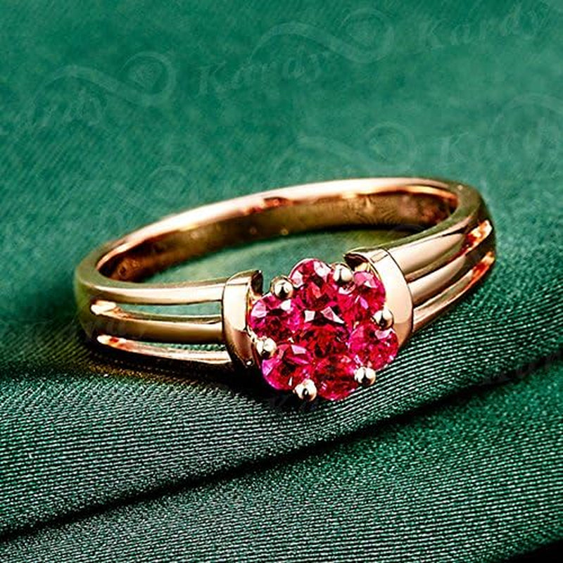 Amazing Genuine Natural Ruby Gemstone Wedding Engagement Band Ring Rose Gold 14K for Women