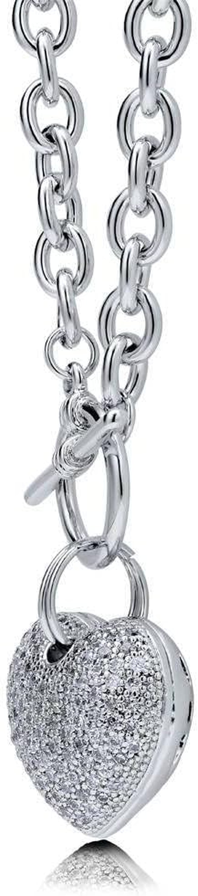 Heart Statement Medium Fashion Anniversary Toggle Pendant Necklace for Women (Gold-Tone, Silver-Tone)