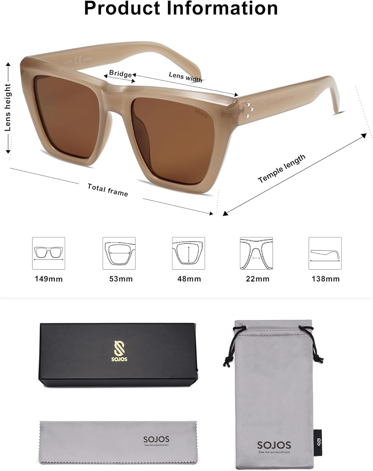 Fashion Oversized Square Cat Eye Polarized Sunglasses for Women Trendy Cateye Style Womens Sunglasses SJ2179