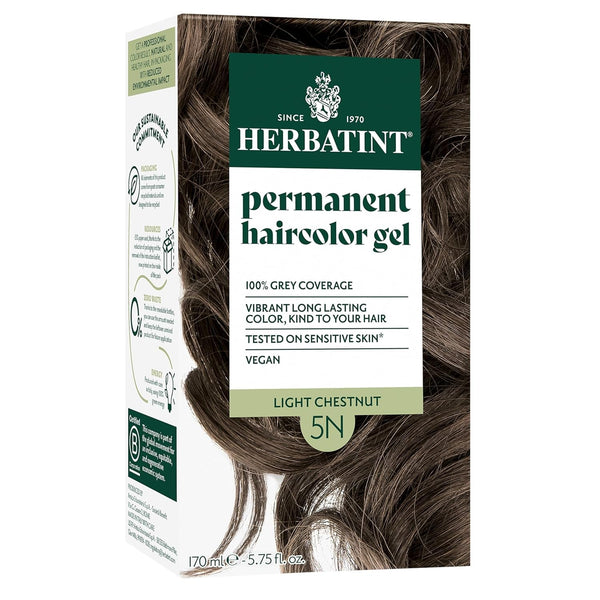 Permanent Hair Dye for Women - 5N Light Chestnut - for up to 100% Gray Coverage of Resistant Gray Hair - Ammonia-Free, Alcohol-Free & Vegan - Salon Influenced Hair Color 5.75 Fl Oz
