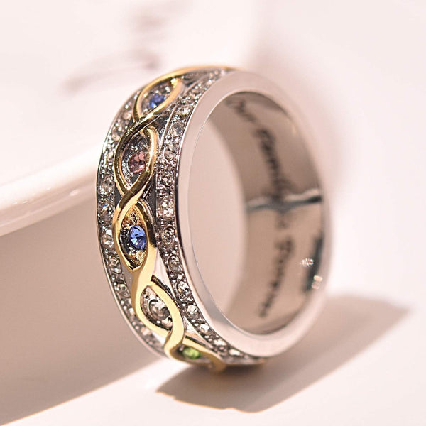 Fashion 18K Gold Ruby Sapphire Ring 925 Sterling Silver Shiny Full Diamond Ring Cubic Zirconia Promise Rings CZ Diamond Multi Row Ring Eternity Engagement Wedding Band Ring for Women