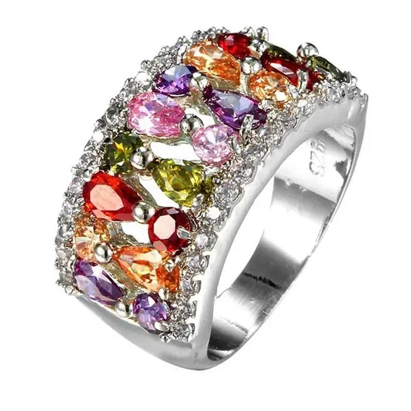 2017 New Fashion 925 Sterling Silver Amethyst Ruby Topaz Peridot Sapphire Ring Cocktail Jewelry