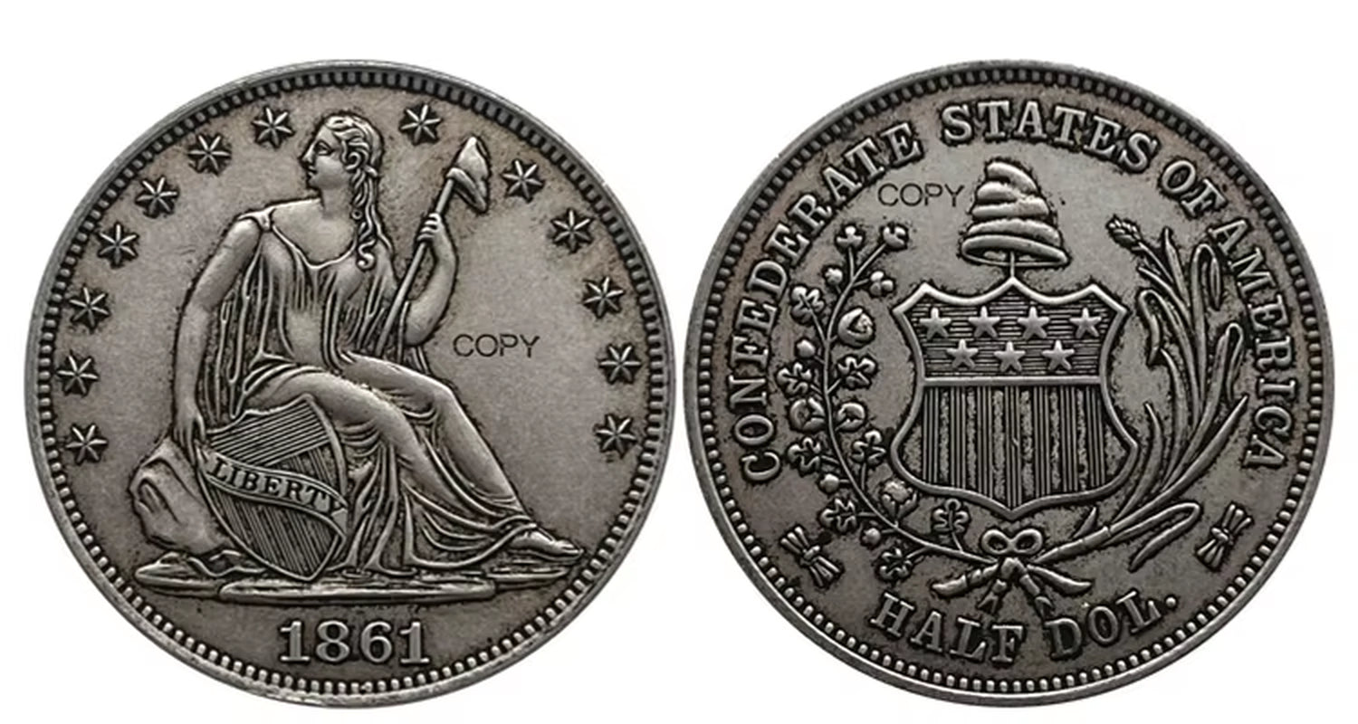Confederate States of America Us 1861 1/2 Half Dollar Silver Plated Copy Commemorative Coin Ww2 Liberty Moneda Collectible Coins