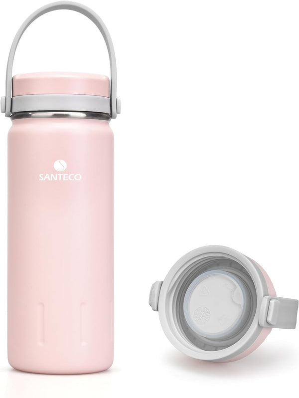 13Oz Wide Mouth Vacuum Insulated with Handle, Stainless Steel Water Bottle with Leakproof Sloseable Lid for Cold Water Drinks, Sports, Travel, Car and Yoga