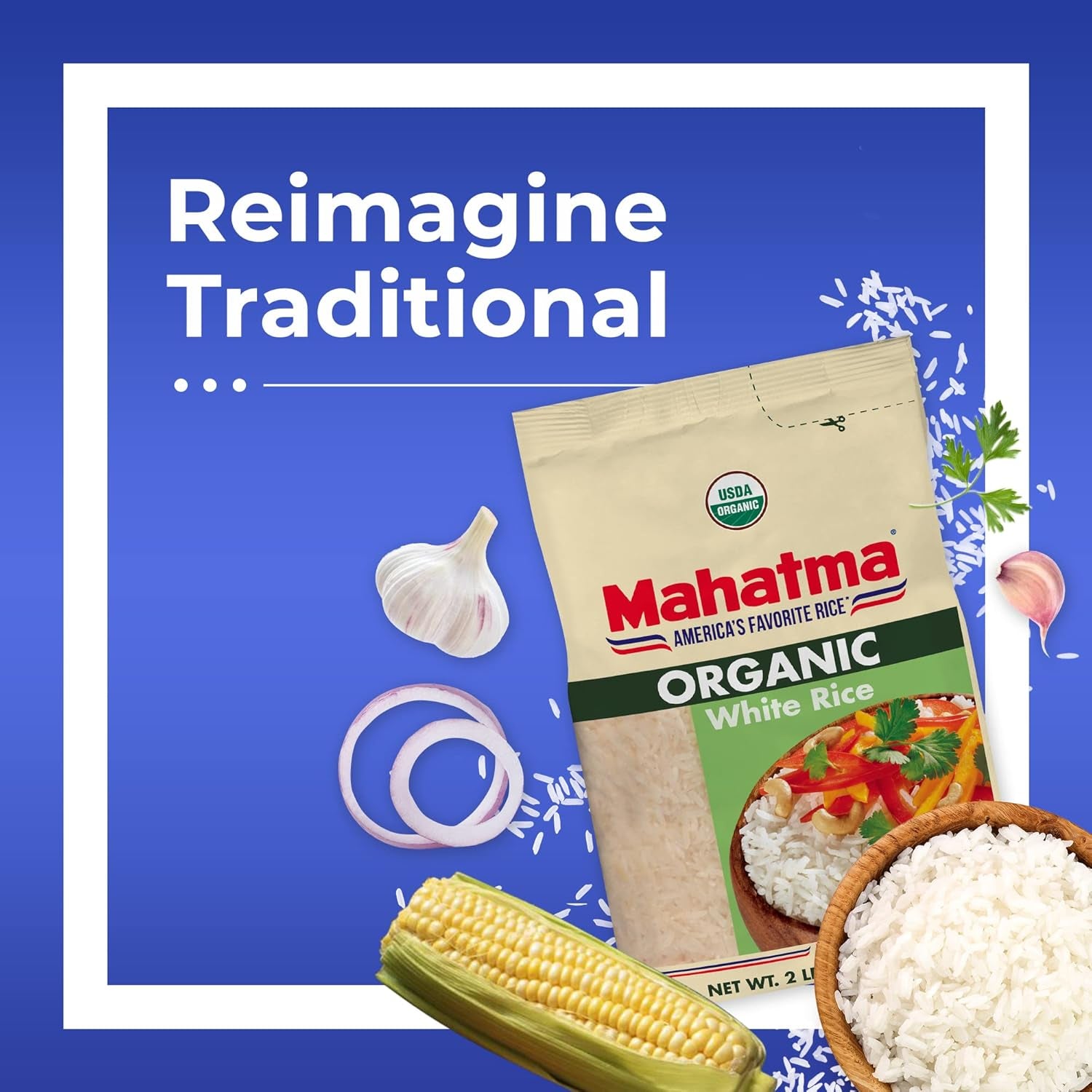 Organic White Rice, 2Lb Bag of Rice, Stovetop or Microwave Rice in 20 Minutes