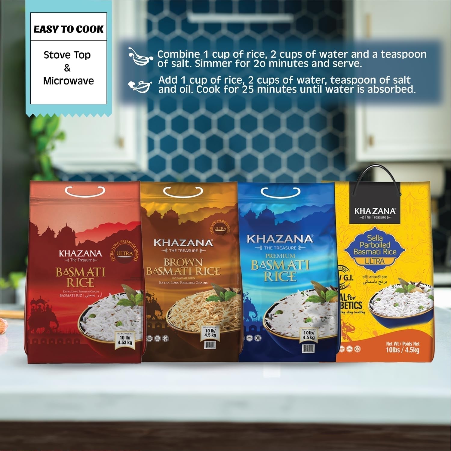 Authentic Premium Basmati Rice by  in 10 Lb Bag - Aromatic and Flavorful Indian Grain - Non-Gmo, Gluten Free, Kosher, Cholesterol Free