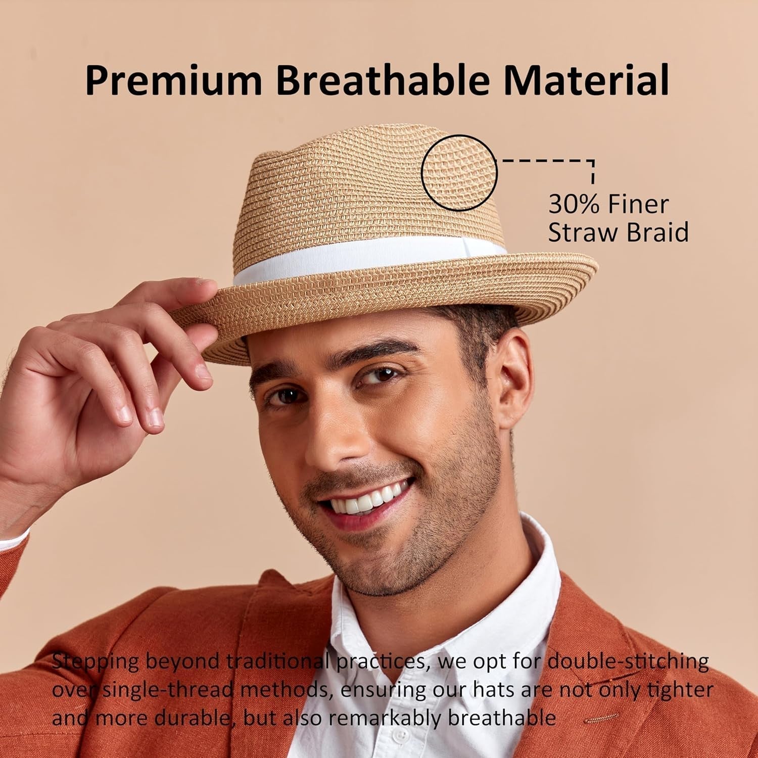 Men'S Straw Fedora Sun Hats