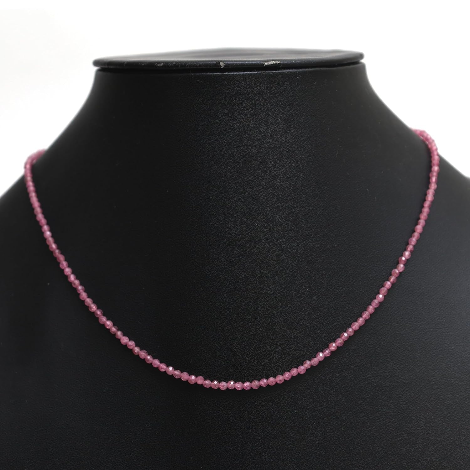 Gempires Pink Tourmaline Beaded Necklace Pink Crystal Gemstone Jewelry Hypoallergenic 18 Inch Silver Plated Handmade October Birthstone Necklace for Women