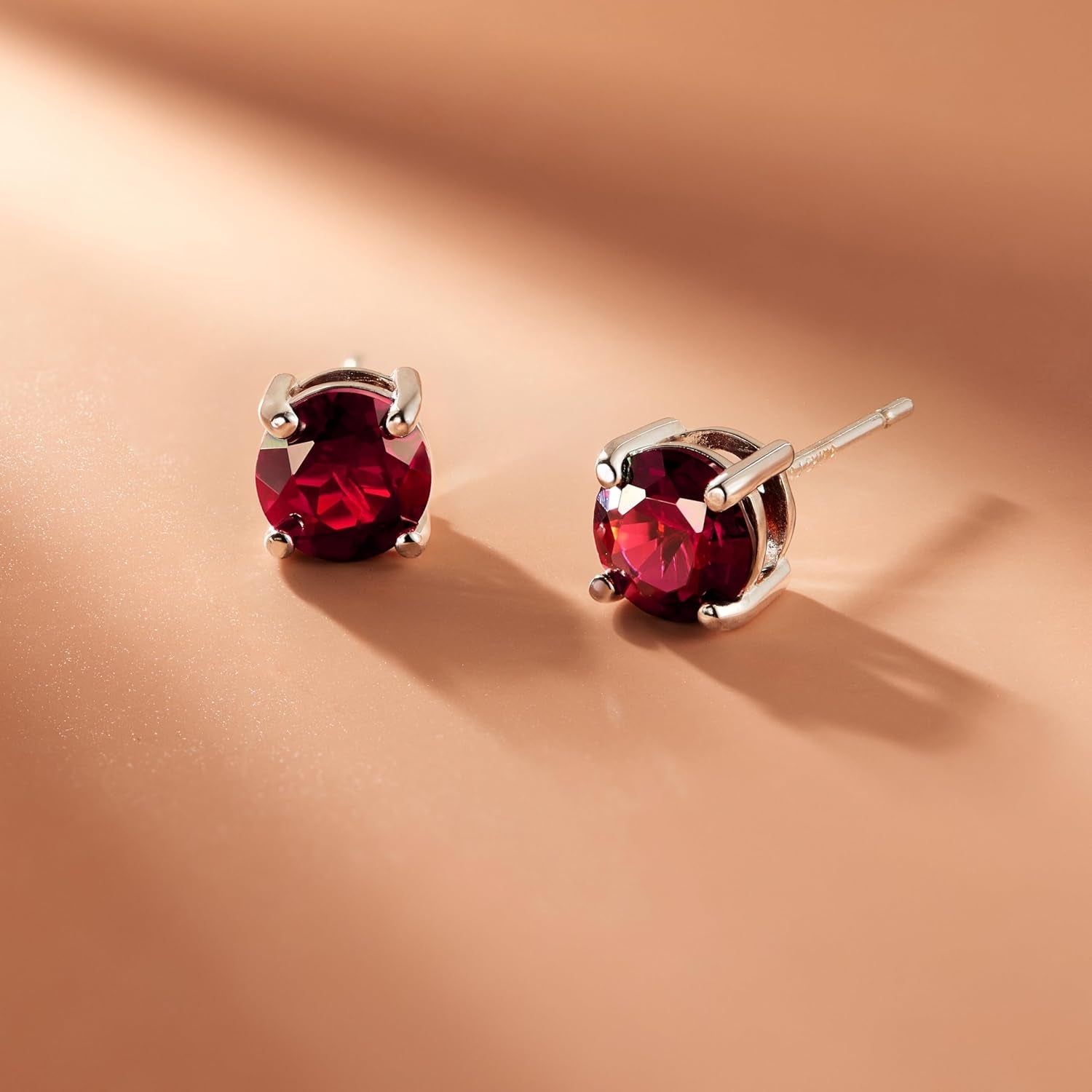 Sterling Silver round Birthstone Stud Earrings (Previously Amazon Collection)