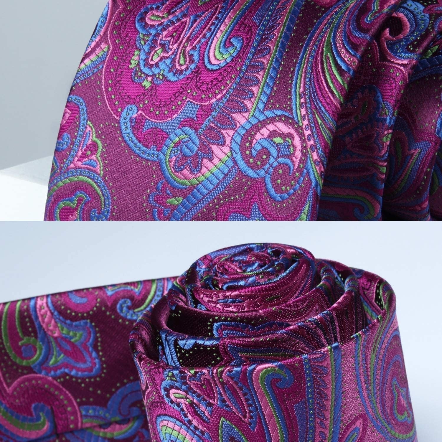 Ties for Men Paisley Tie and Pocket Square Woven Classic Floral Mens Ties Handkerchief Set Wedding Party Necktie