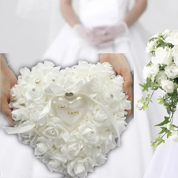Wedding Favors Rose Heart Shaped Design Box Pillow Cushion Case Holder Gift