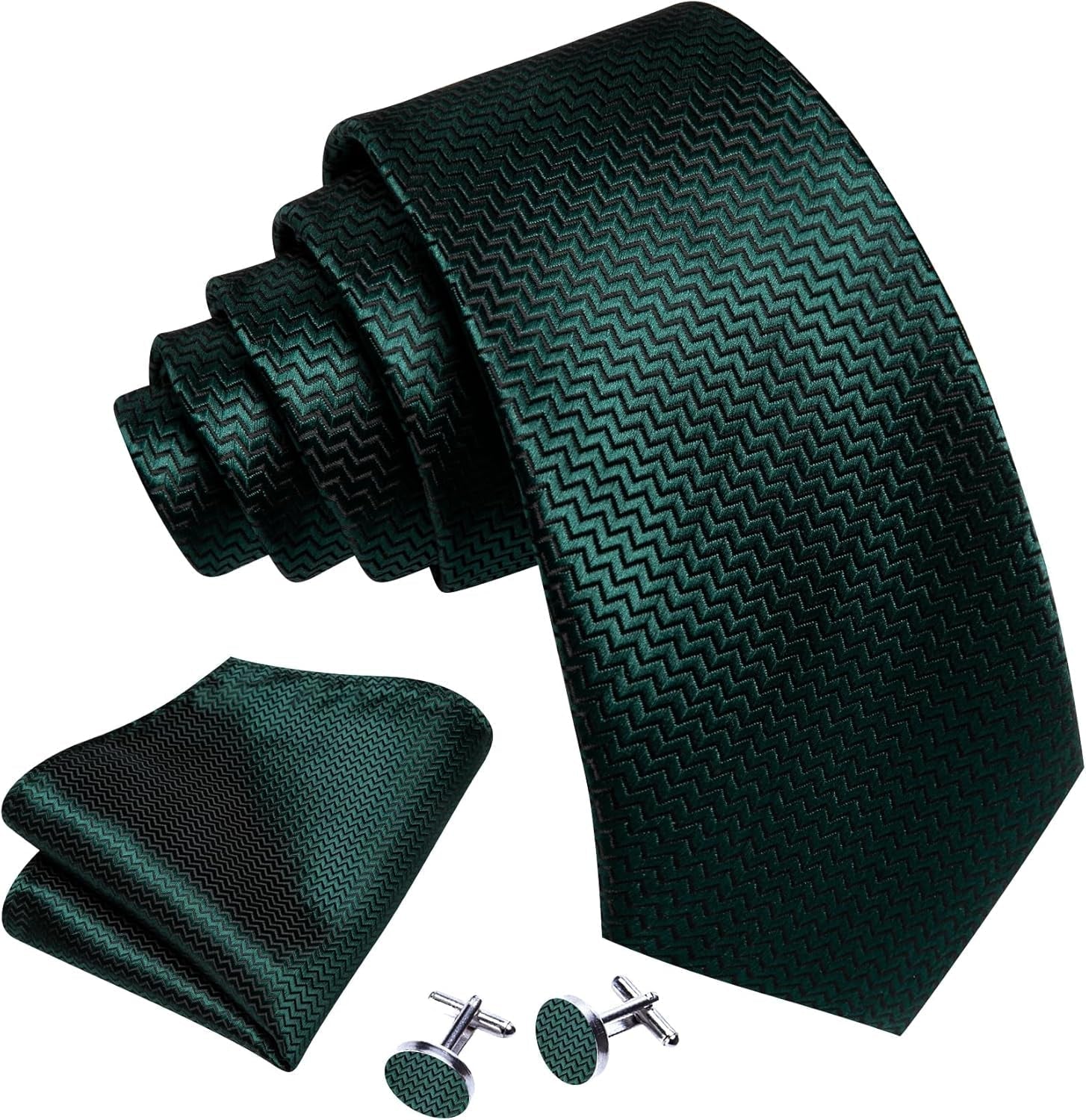 63" Mens Tie Extra Long Striped Plaid Silk Pocket Square Necktie Cufflinks Set for Wedding Business
