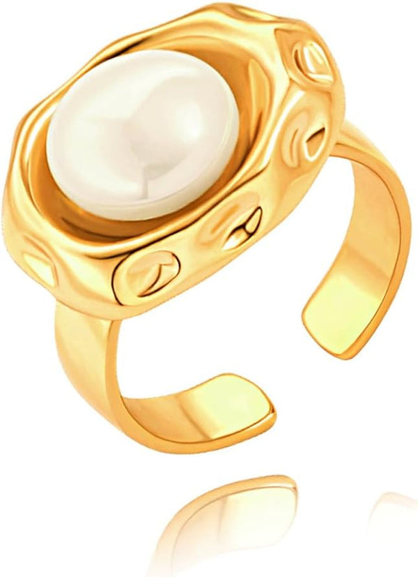 18K Gold Adjustable Circle Ring, Simple Link Chain Knuckle Rings CZ, Fashion Stacking Finger Jewelry