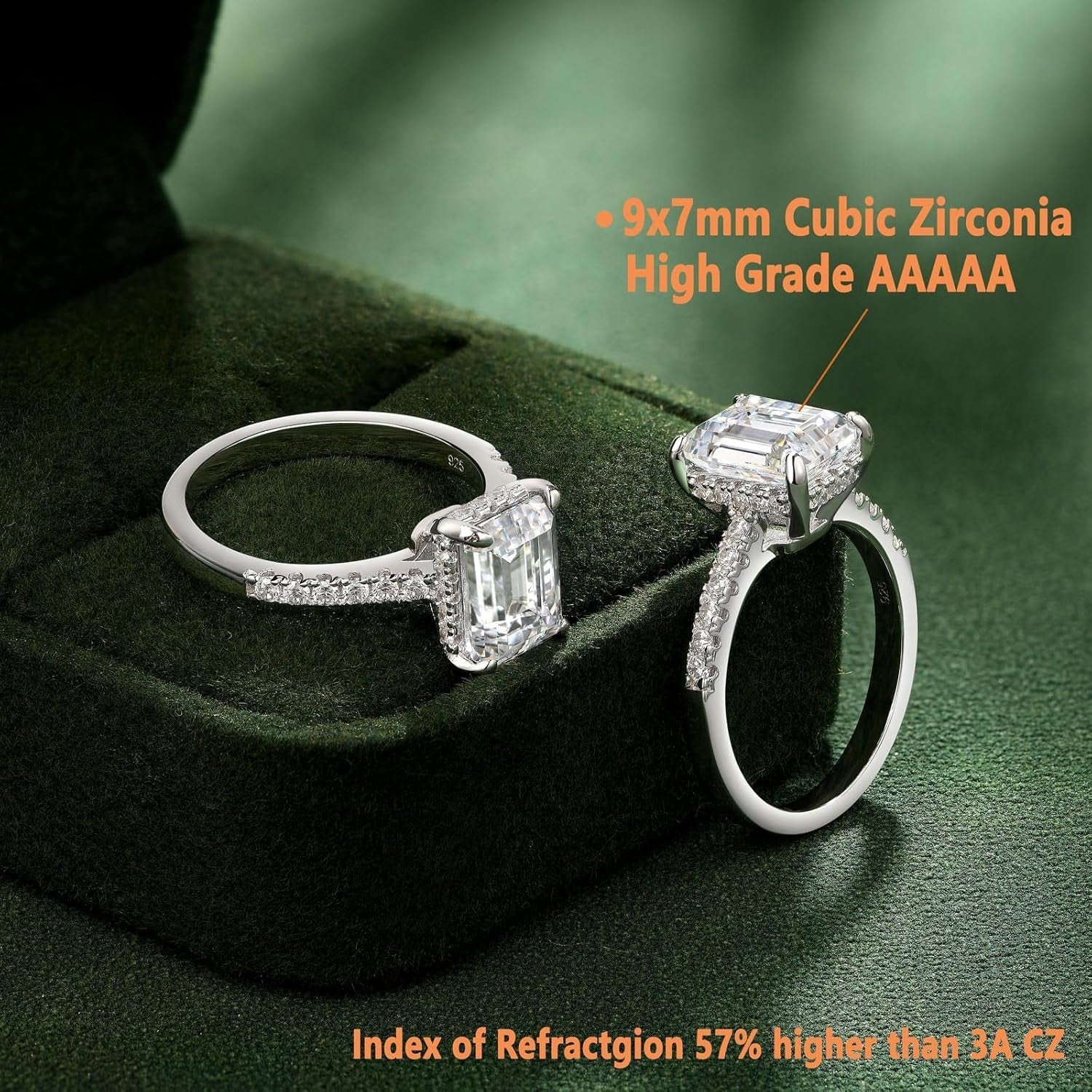 SHELOVES 3 Carat Emerald Cut Engagement Rings AAAAA White Cz 925 Sterling Silver Wedding Band 4-13