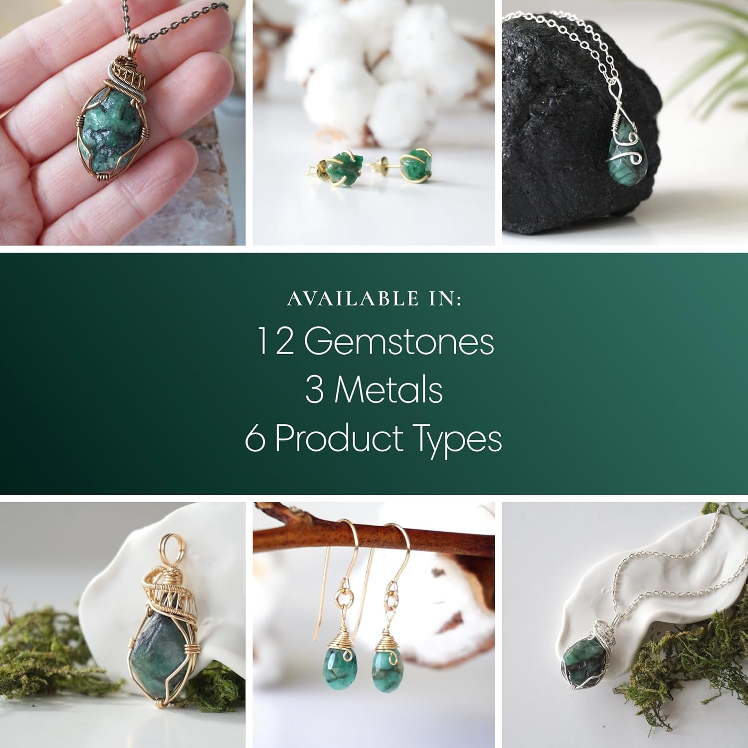 Natural Certified Emerald Necklace for Women - May Birthstone Necklace for Women - Designer Pendant Necklace - 45-50 Carat Emerald, Antique Bronze Chain